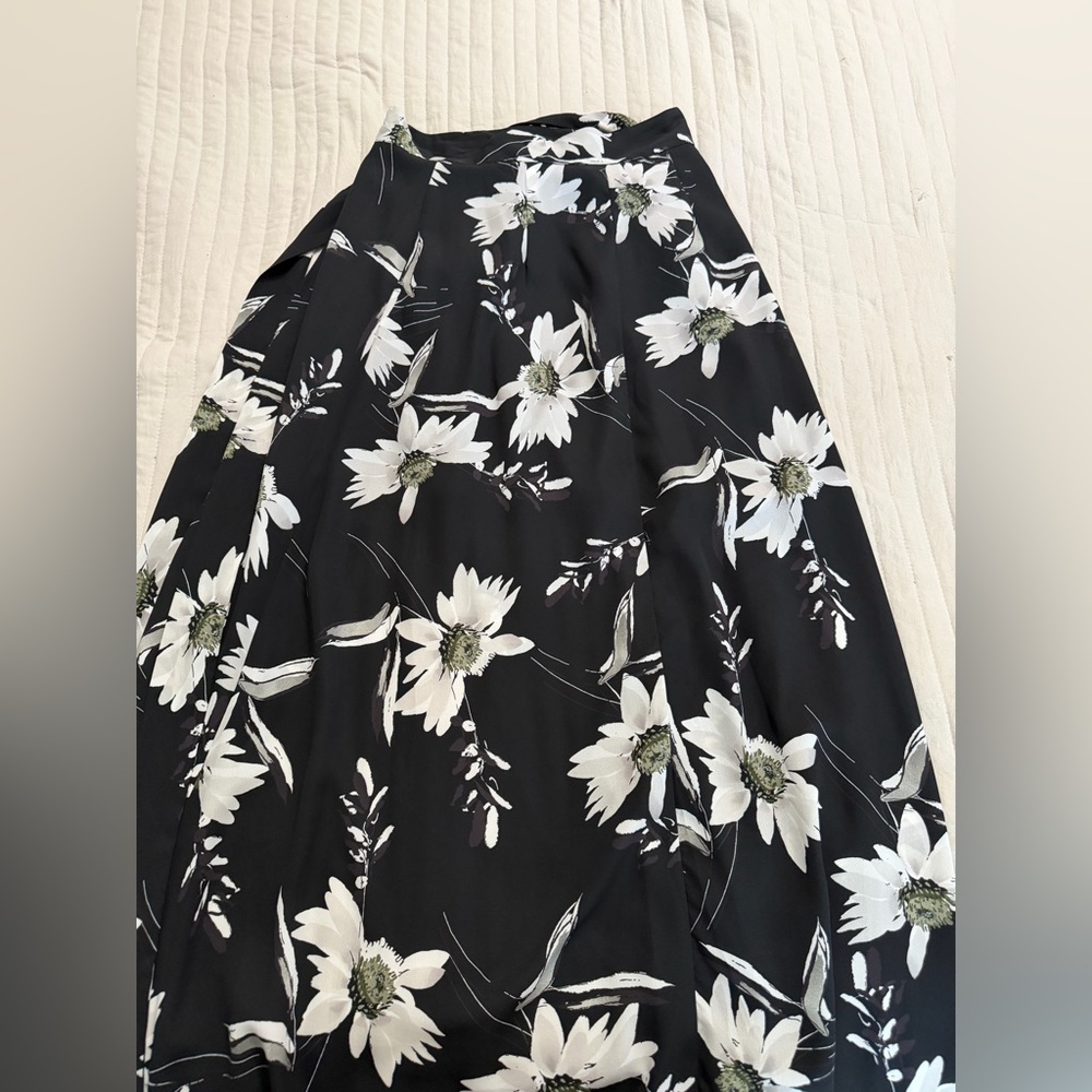 Bebe Black Skirt with White Floral Design